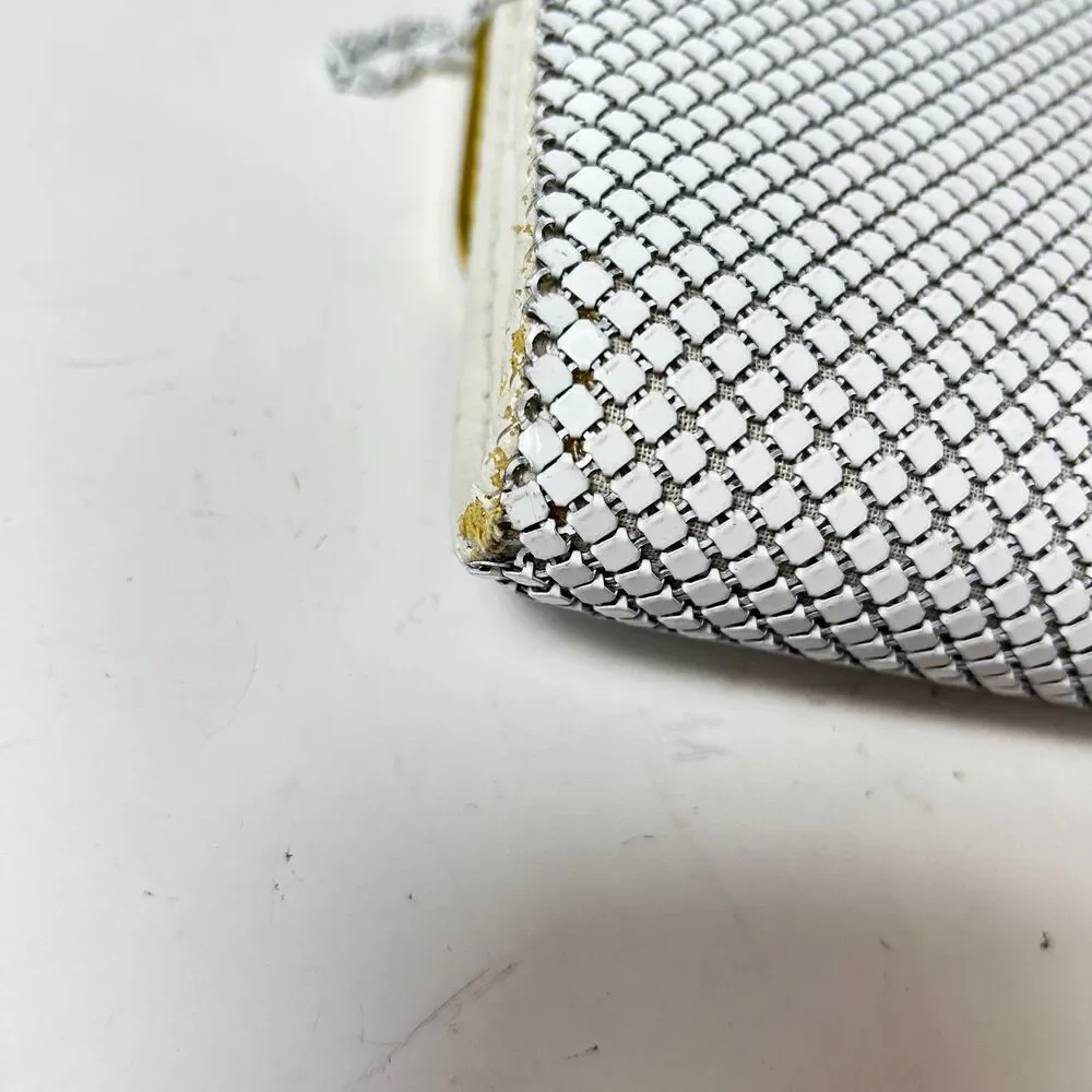 Vintage 90s White Mesh Chain Strap Shoulder Bag Clutch Handbag